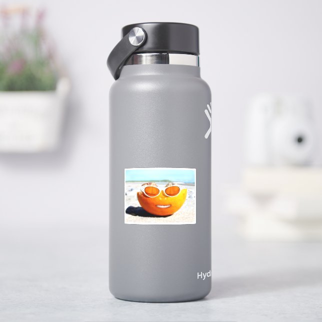 Sonniger Strandtag Orange Aufkleber (HydroFlask)
