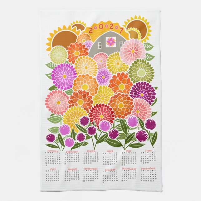 Sonniger Tag Kalender Geschirrtuch (Vertikal)