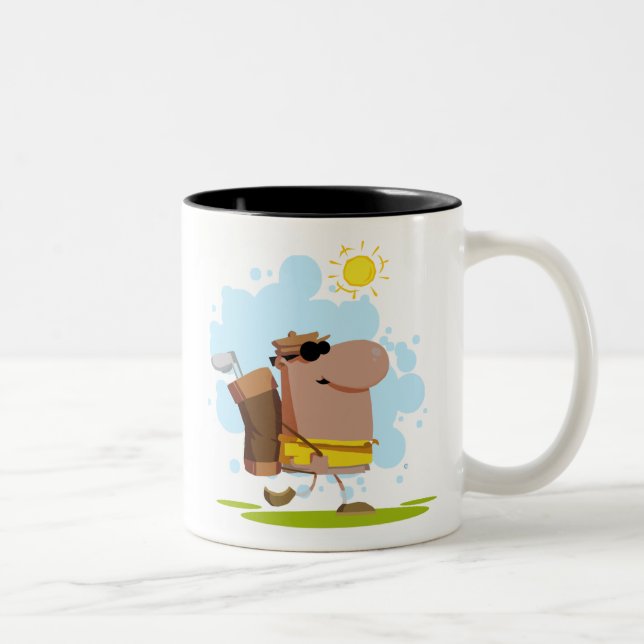 Sonniger Tagesgolf - Afroamerikaner Zweifarbige Tasse (Rechts)