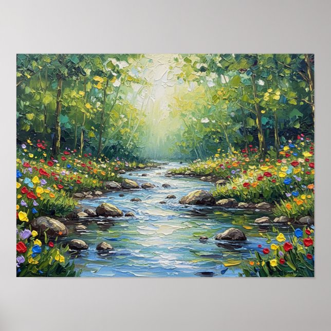 Sonniger Waldstrom Poster (Vorne)