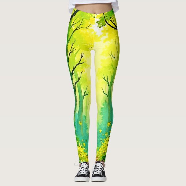 Sonniger Waldweg Leggings (Vorderseite)
