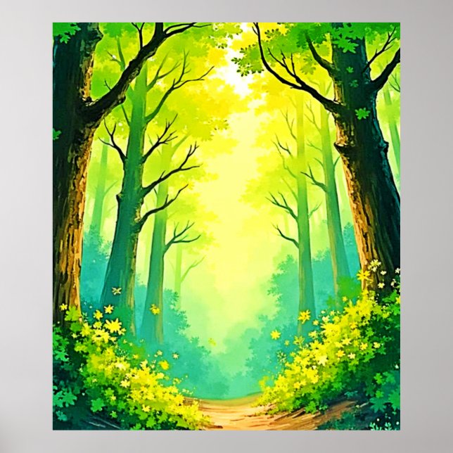 Sonniger Waldweg Poster (Vorne)