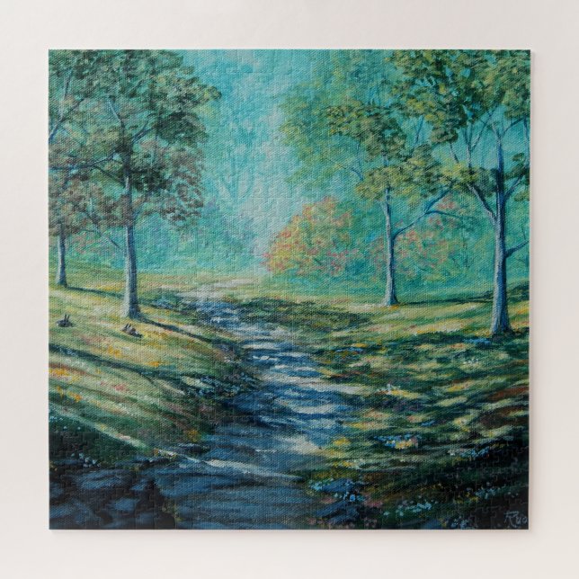 Sonniger, warmer Weg durch den Wald (Horizontal)