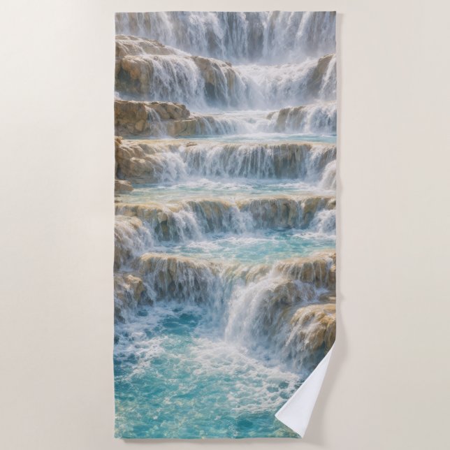 Sonniger Wasserfall-Canyon Strandtuch (Vorderseite)