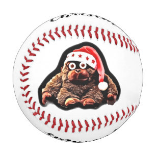 Sonniger Weihnachtsaffe in der Weihnachtsmannmütze Baseball
