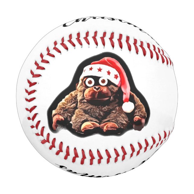 Sonniger Weihnachtsaffe in der Weihnachtsmannmütze Baseball (Vorderseite Links)