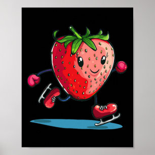 Sonniger Winter Sport Erdbeere im Ice Skaten Scute Poster