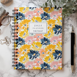 Sonniges Aquarellmuster Muster Monogramm 2025 Planer