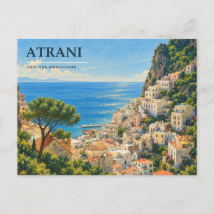 Sonniges Atrani über dem Mittelmeer Postkarte