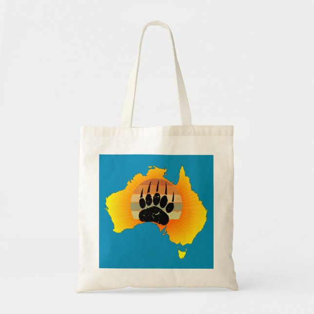 Sonniges Australien Karte Bär mit Retro Sunset Tragetasche (Vorne)