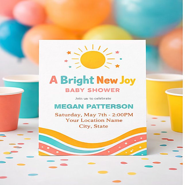 Sonniges Baby Shower Einladung | Hell und Modern (Von Creator hochgeladen)
