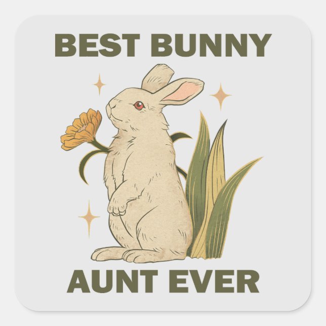 Sonniges Bunny, Best Bunny Tante Ever, Bunny Lover Quadratischer Aufkleber (Vorderseite)