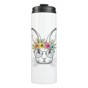 Sonniges Gesicht mit Niedlicher Osterkaninchen-Blu Thermosbecher