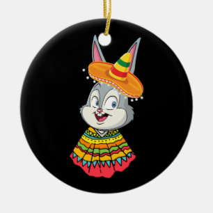 Sonniges Gesicht mit Sombrero Hat Cinco De Mayo Os Keramik Ornament