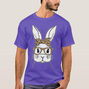 Sonniges Gesicht mit Sonnenbrille Leopard Osterfei T-Shirt