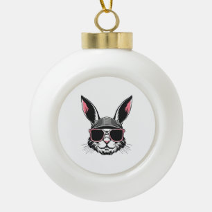 Sonniges Gesicht mit Sonnenbrille Ostertag für Jun Keramik Kugel-Ornament