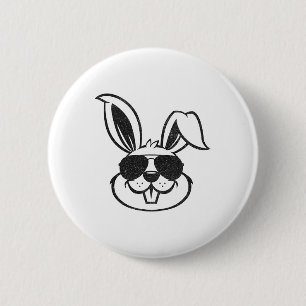 Sonniges Gesicht mit Sungles Rabbit Osterjungs Män Button