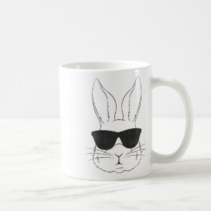 Sonniges Gesicht mit Sungles Rabbit Osterjungs Män Kaffeetasse
