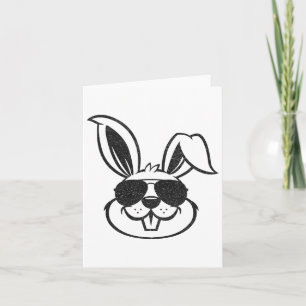 Sonniges Gesicht mit Sungles Rabbit Osterjungs Män Karte