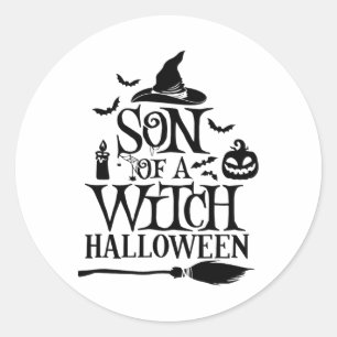 Sonniges Halloween Sohn einer Hexe von Runder Aufkleber