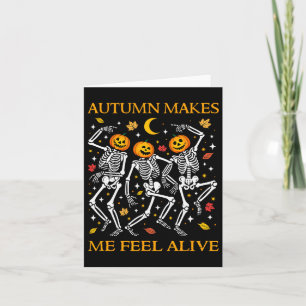 Sonniges Halloween tanzende Skelette Herbst Karte