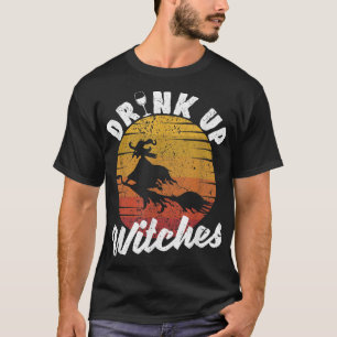 Sonniges Halloween Wein trinken Drink T-Shirt