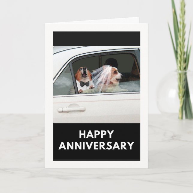Sonniges Jubiläum mit Corgi Couple im Auto Karte (Vorderseite)