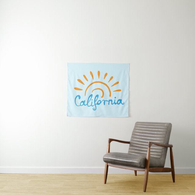 Sonniges Kalifornien-Logo Wandteppich (Beispiel (Horizontal))