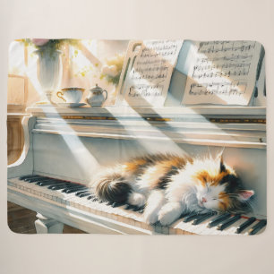 Sonniges Klavier-Katzen-Cottagecore-Traum Sherpadecke