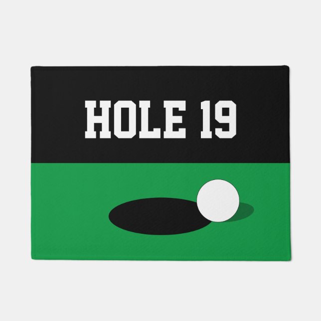 Sonniges Loch 19 grüner Putt Türmchen für Golfspie Fußmatte (Vorderseite)