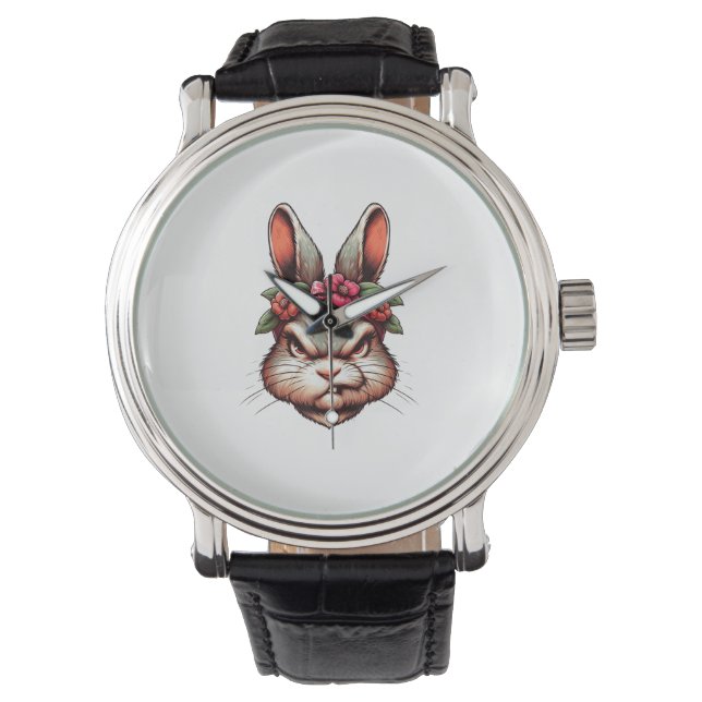 Sonniges Ostern, Angry Bunny, Funny Rabbit, Funny  Armbanduhr (Vorderseite)