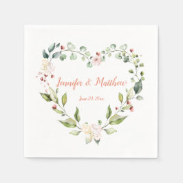 Sonniges Peach Pink Herzkranz Hochzeit Napkins Serviette