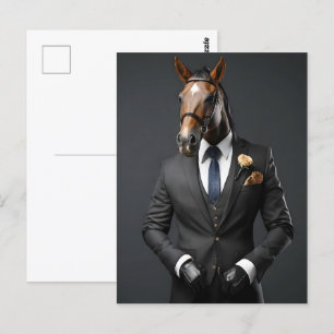 Sonniges Pferd im Anzug Postkarte