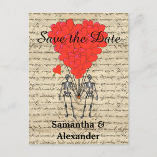 Sonniges romantisches Skelett Save the Date Ankündigungspostkarte