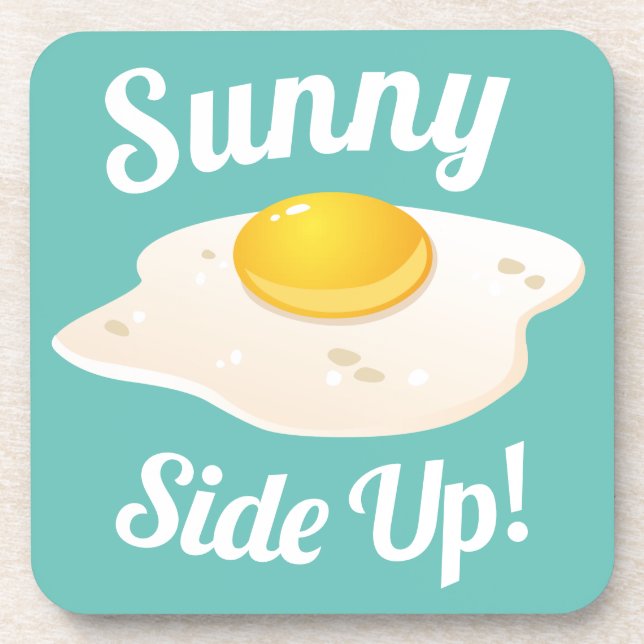 Sonniges Side Up Fried Egg Bright Frühstück Getränkeuntersetzer (Vorderseite)