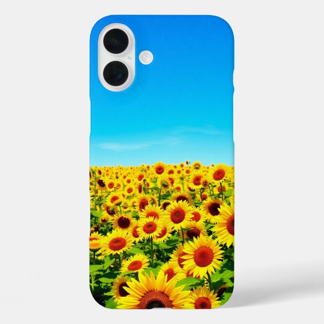 Sonniges Sonnenblumenfeld iPhone 16 Plus Hülle (Rückseite)