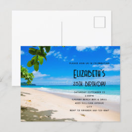 Sonniges Tropical Beach Foto Einladung zum Geburts Postkarte