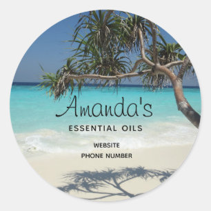 Sonniges Tropical Beach Ocean Paradise Business Runder Aufkleber