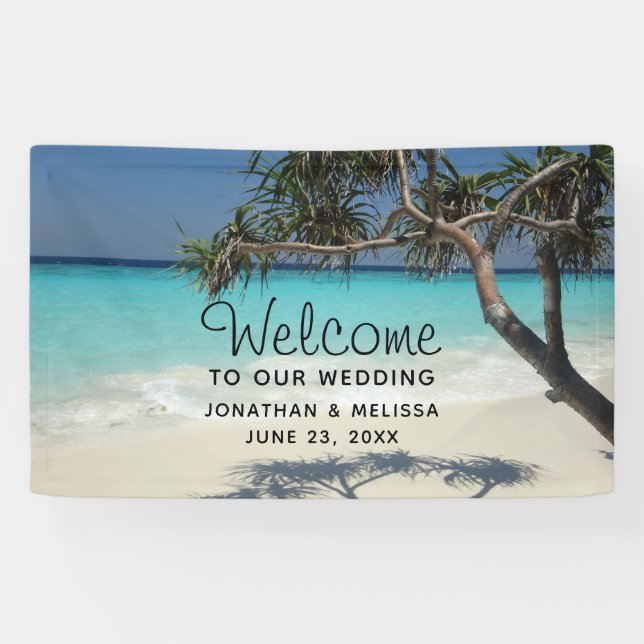 Sonniges Tropical Beach Ocean Paradise Hochzeit Banner (Horizontal)