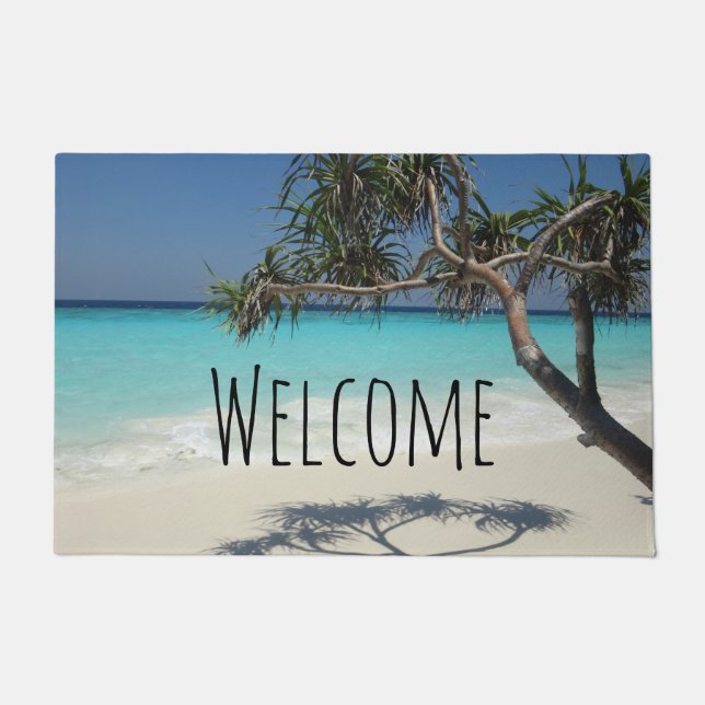 Sonniges Tropical Beach Ocean Paradise Willkommen Fußmatte (Vorderseite)