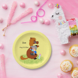 Sonniges und niedliches Pony mit Babydusche Pappteller