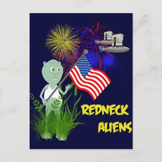 Sonntag, 4. Juli Redneck Außerirdischen Postkarte (Vorderseite)