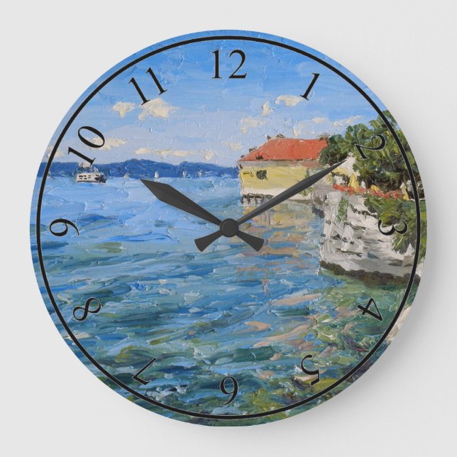 Sonntag am Bodensee in Süddeutschland Große Wanduhr (Vorderseite)