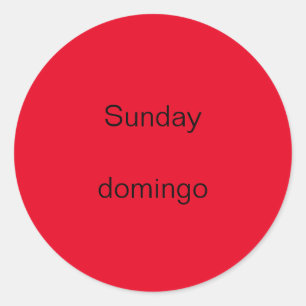 Sonntag domingo Englisch zu Spanisch Stickers
