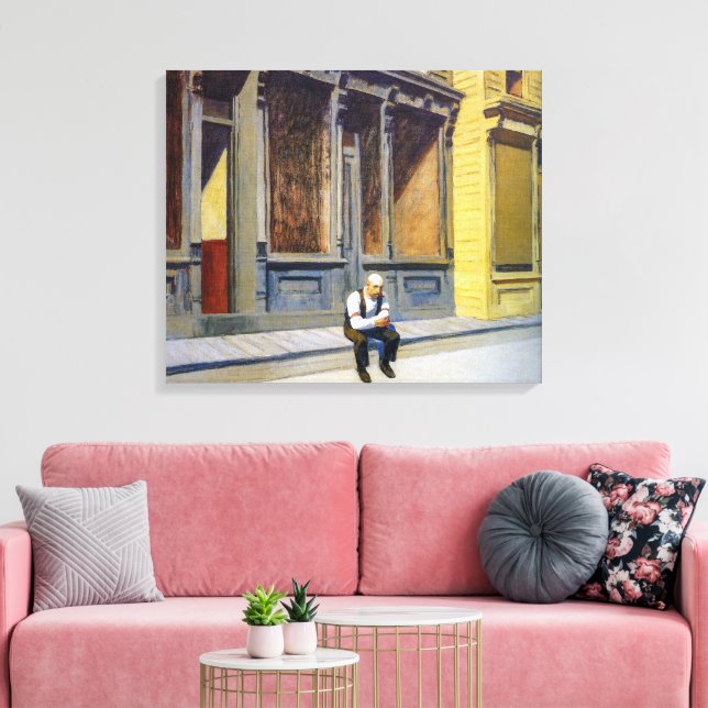 Sonntag | Edward Hopper | Leinwanddruck (Insitu (Wohnzimmer))