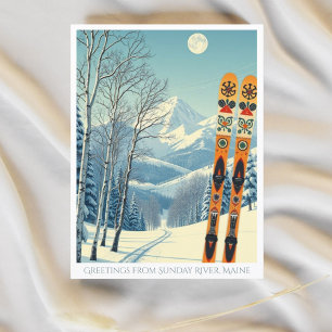 Sonntag Fluss Maine Skigebiet Postkarte