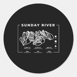 Sonntag Fluss Skiweg Snowboard Skifahren Maine Ski Runder Aufkleber