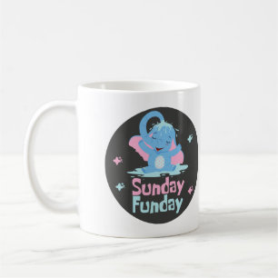 Sonntag lustiger Tag Kawaii lustige blaue Elefante Kaffeetasse