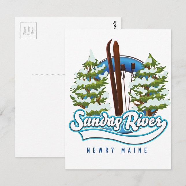 Sonntag-Newry-Maine-Skigame Postkarte (Vorne/Hinten)