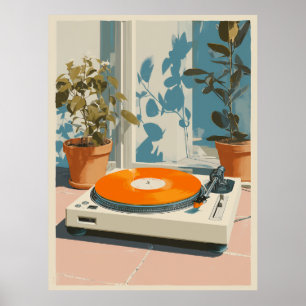Sonntellerplatte mit orangener Vinyl Poster